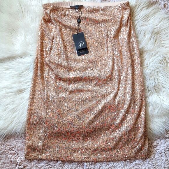Adrianna pappell Sequin rose Gold Skirt xs NWT - Picture 1 of 11